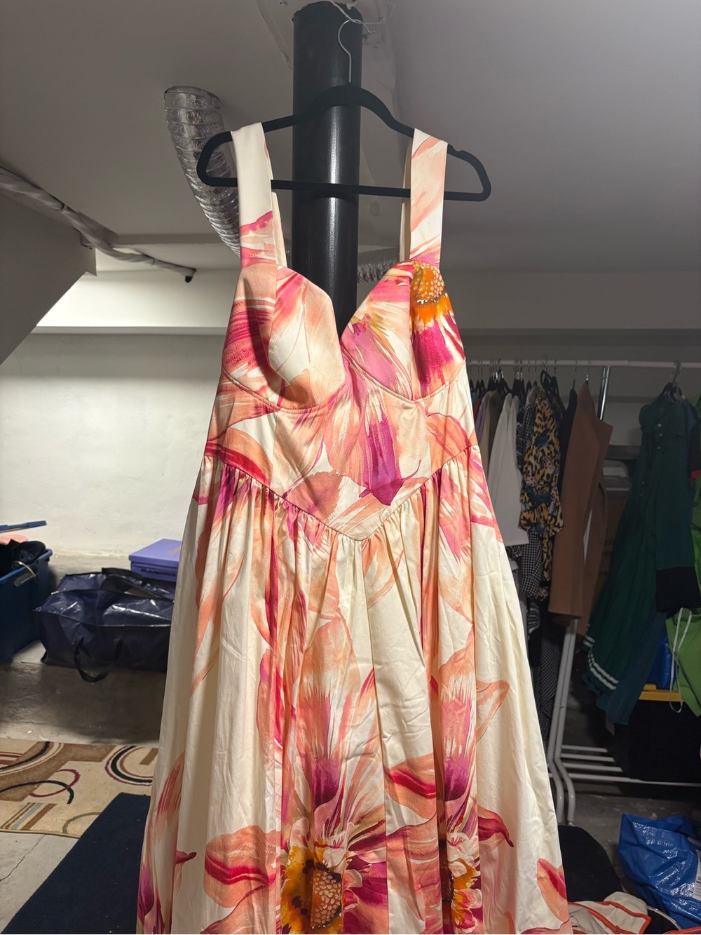 ASOS Curve LUXE Floral Bustier Maxi Dress in Pink, Peach and Orange - Picture 5 of 8